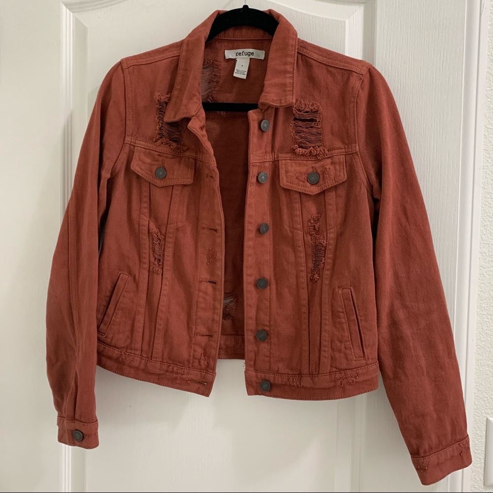 Refuge Distressed Denim Jean Jacket